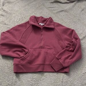AEMI + CO Dusty Rose Cropped Quarter Zip Sweatshirt Small
